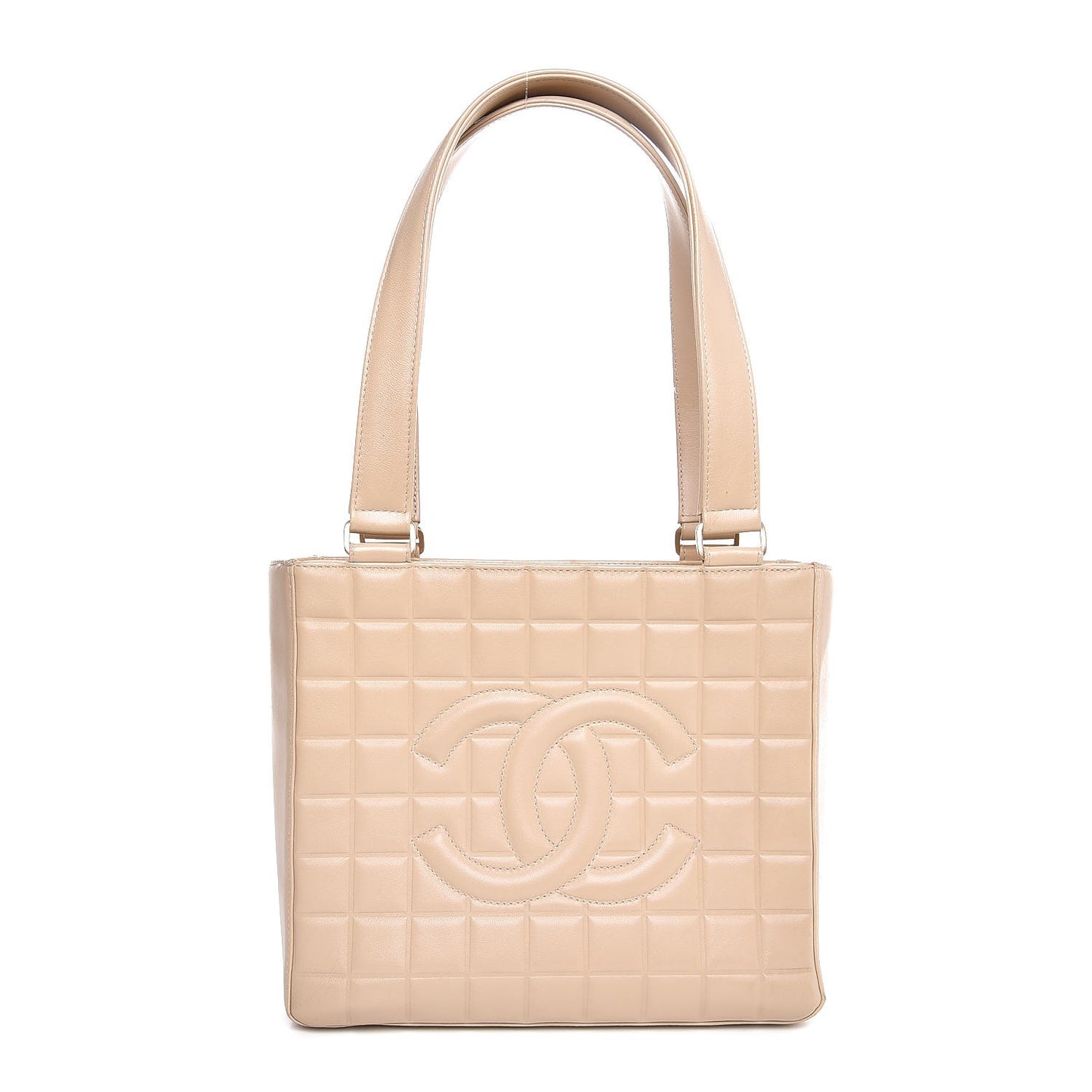 Lambskin Chocolate Bar Quilted Small Shoulder Bag Beige