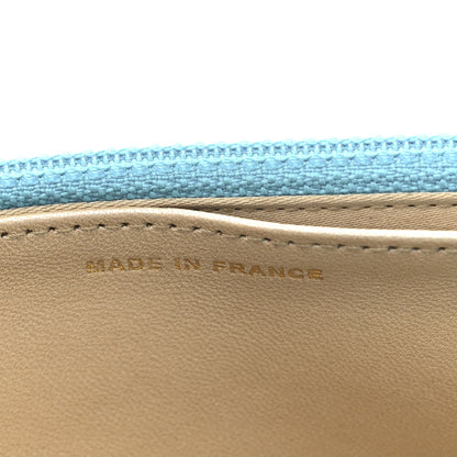 Chanel Lambskin Camellia Embossed Wallet On Chain WOC Turquoise 7 of 11