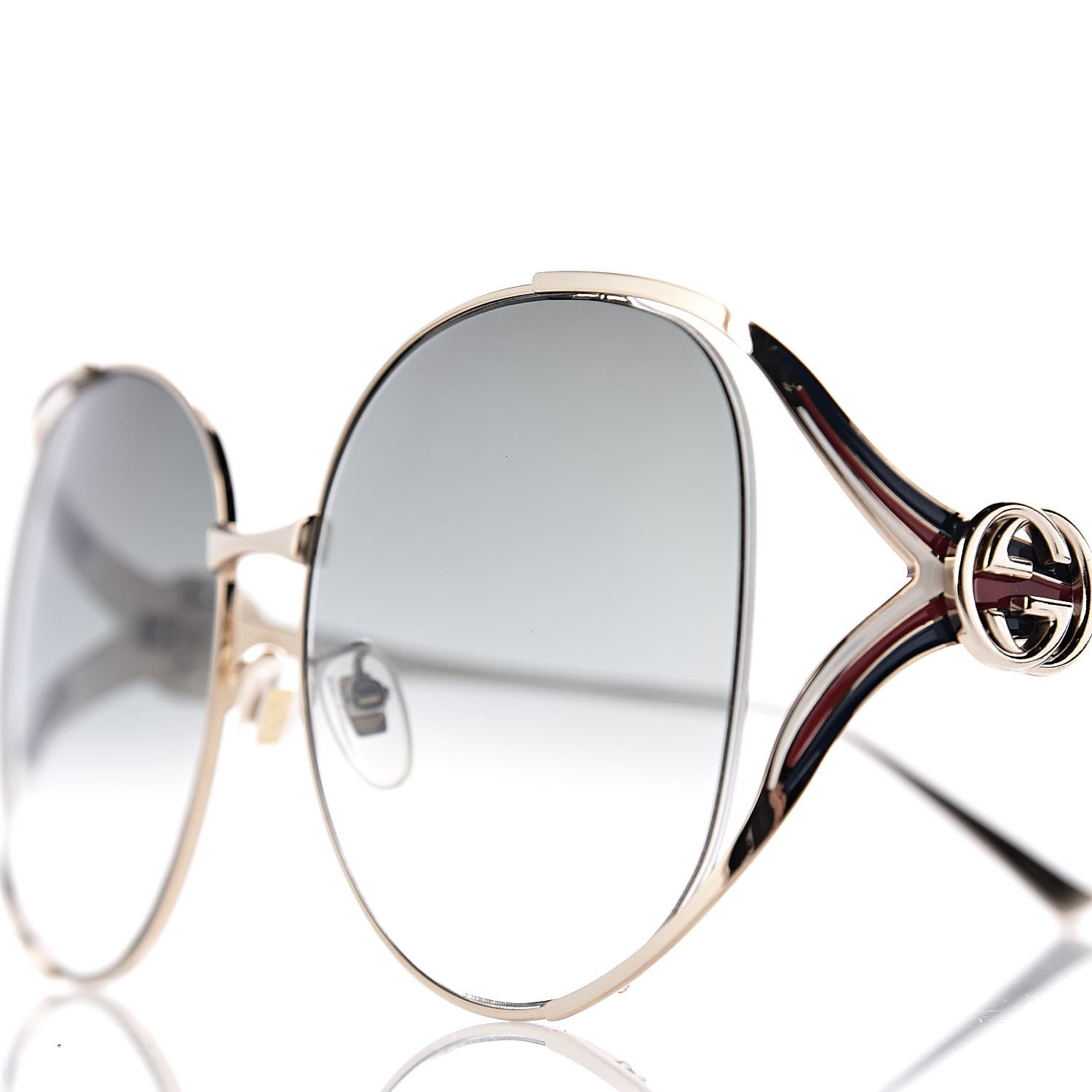 Gucci Metal Oversized Round Frame GG0225S Sunglasses Gold 7 of 8