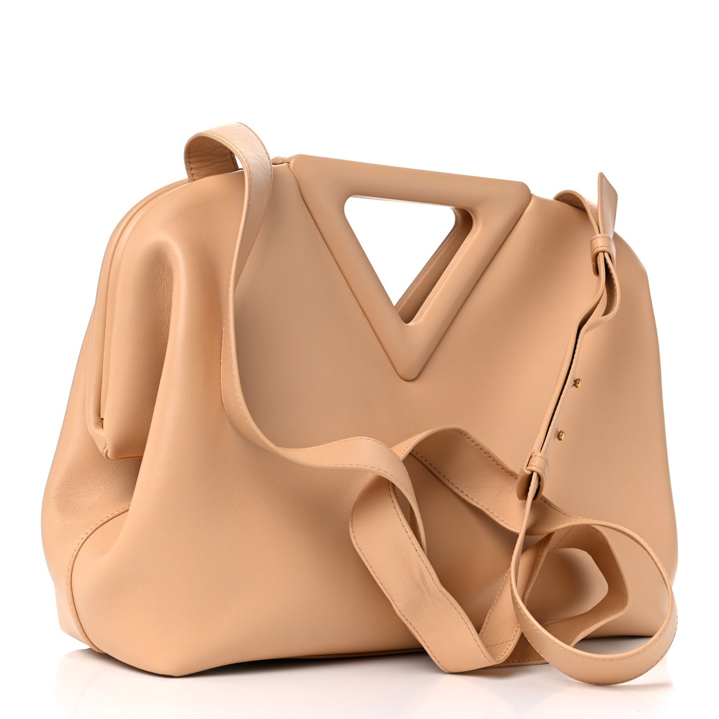Calfskin Large The Point Triangle Bag Almond