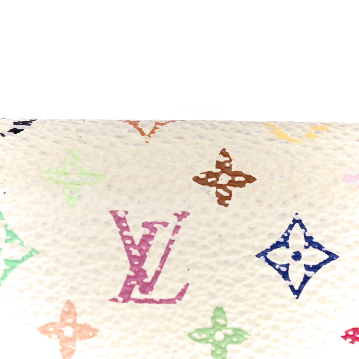 Monogram Multicolor Business Card Holder White Litchi