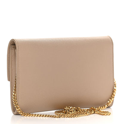 Saint Laurent Grain De Poudre Monogram Uptown Chain Wallet Dark Beige 4 of 11