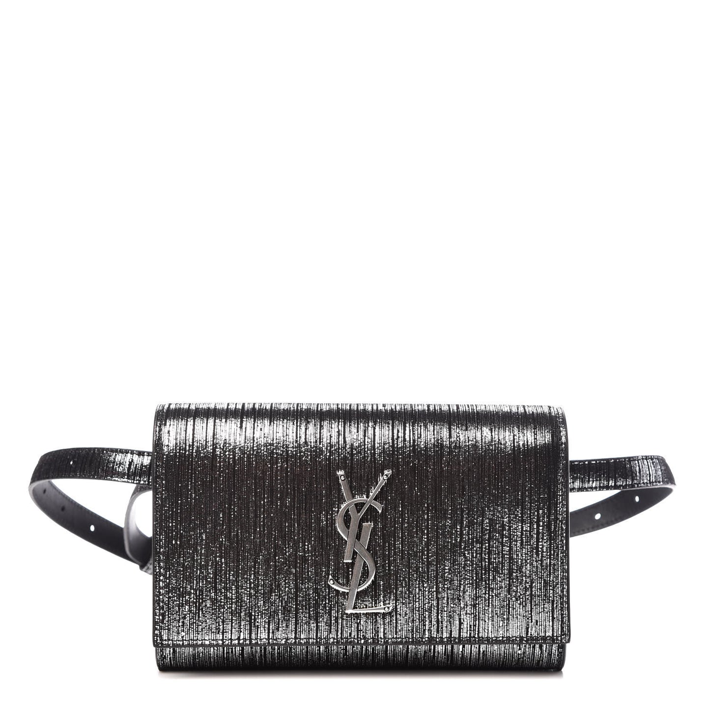 Metallic Lambskin Lame Monogram Kate Belt Bag Black Platine