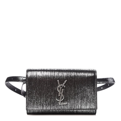 Saint Laurent Metallic Lambskin Lame Monogram Kate Belt Bag Black Platine 1 of 7