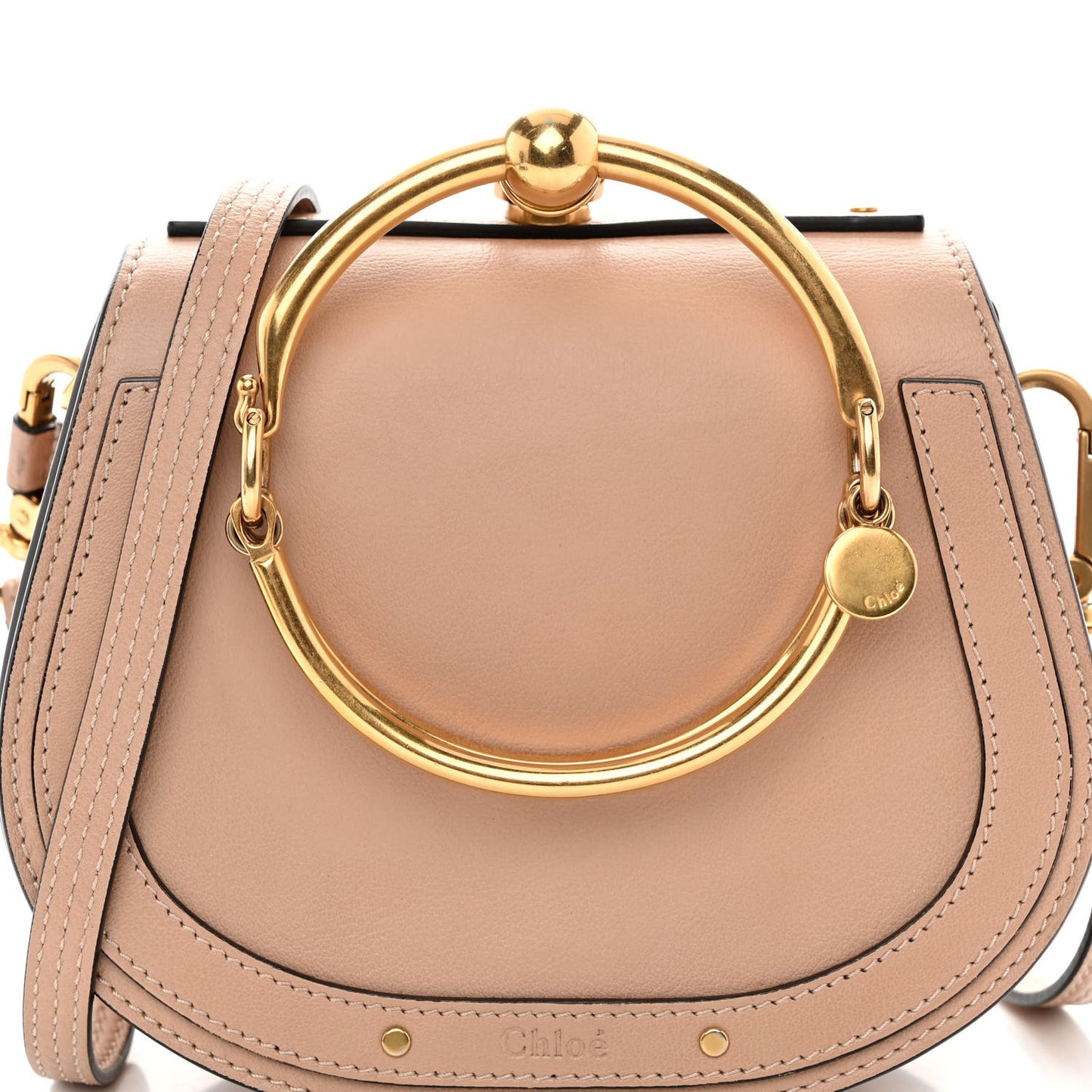 Calfskin Suede Small Nile Bracelet Bag Biscotti Beige