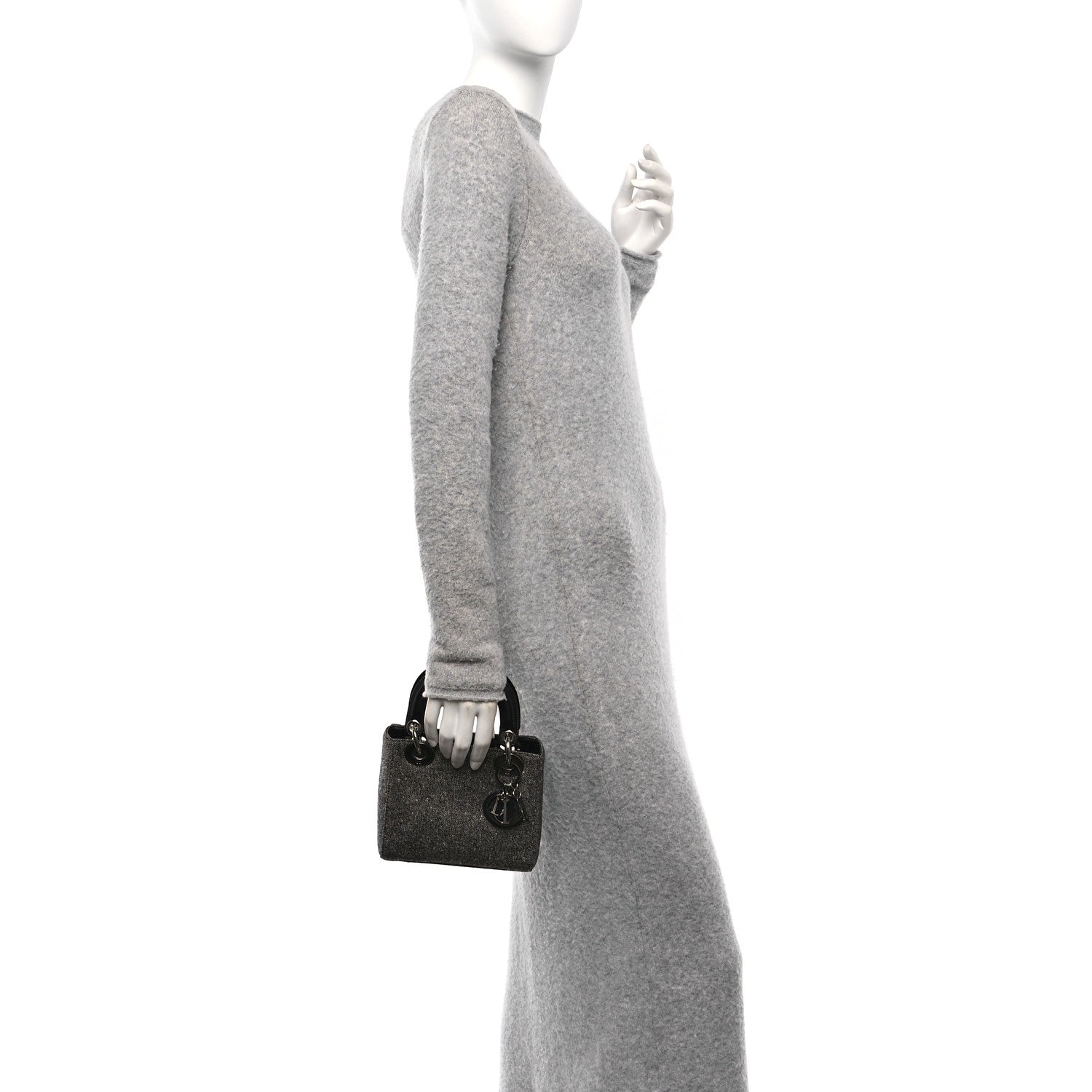 Christian Dior Tweed Mini Lady Dior Black 2 of 10