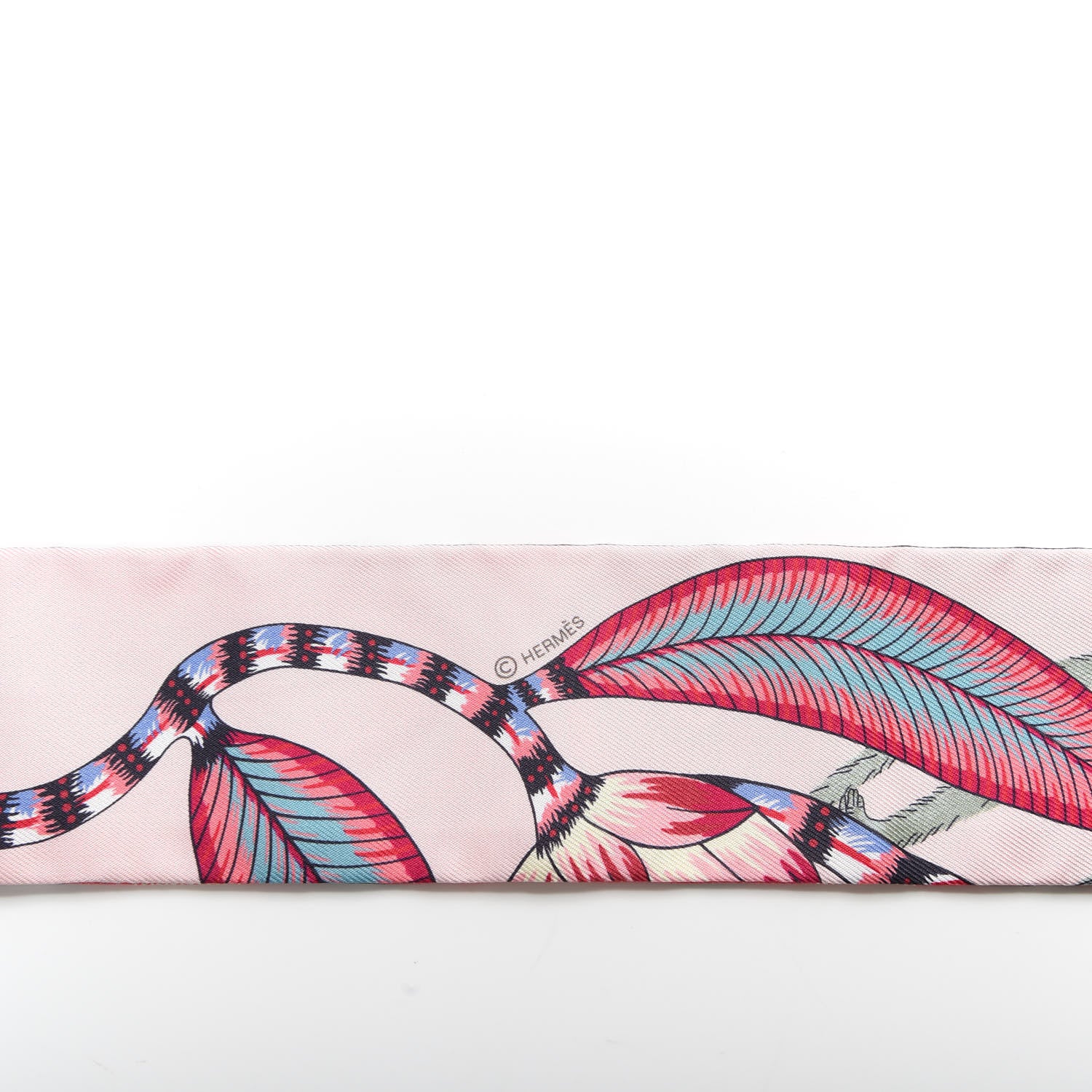 Hermes Silk The Savana Dance Twilly Rose Nacre Vert Framboise 3 of 4