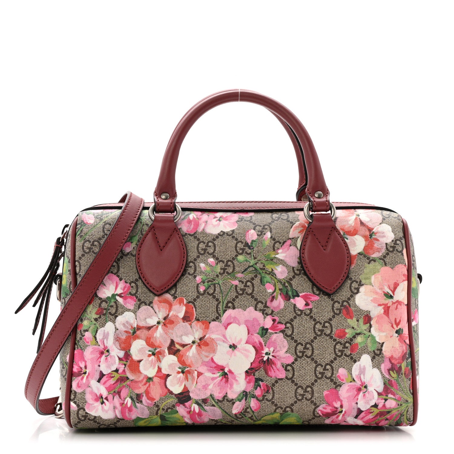 Gucci GG Supreme Monogram Blooms Small Boston Beige Multicolor Dry Rose 1 of 14