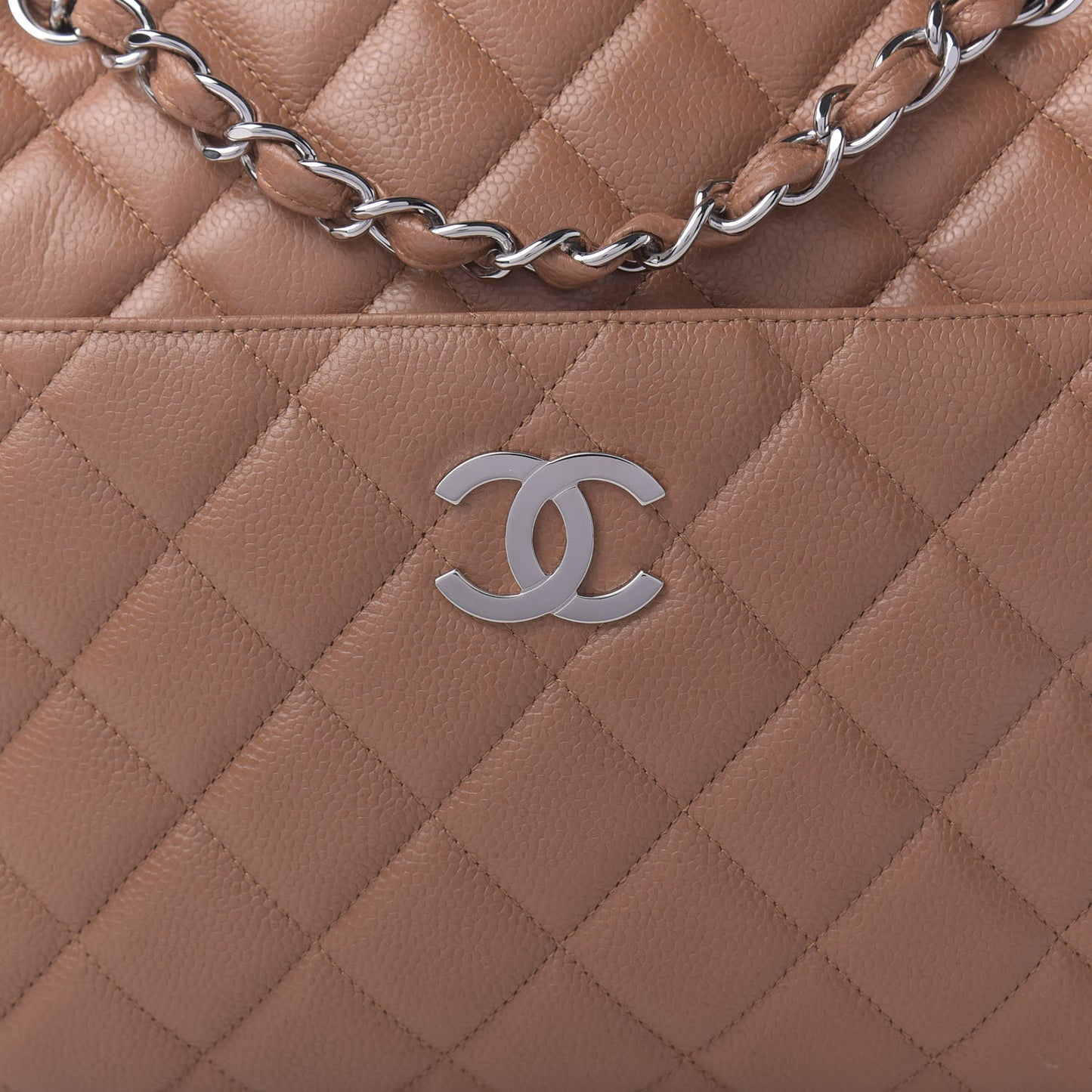 Caviar Quilted Large Camera Case Tan