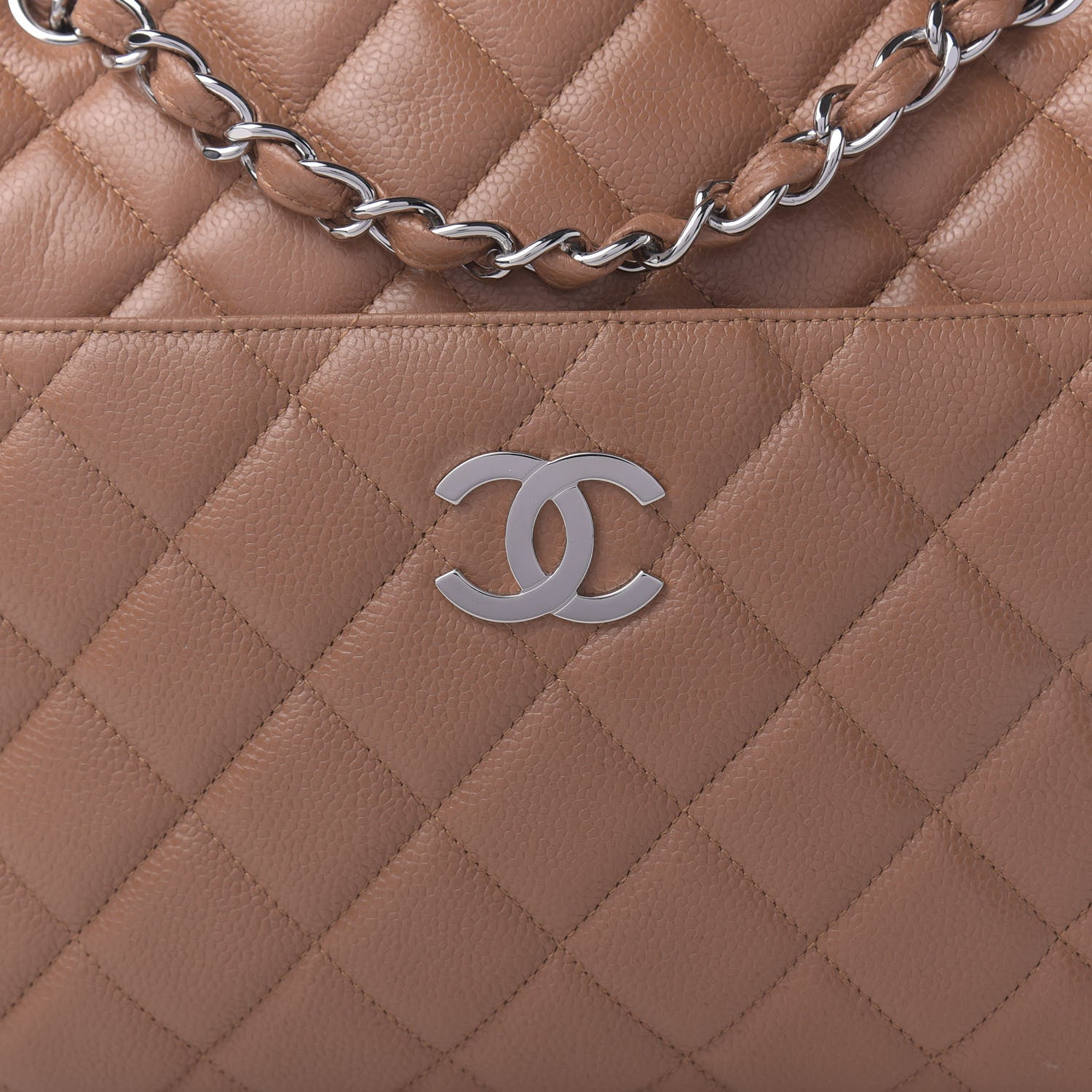 Chanel Caviar Quilted Large Camera Case Tan 10 of 11