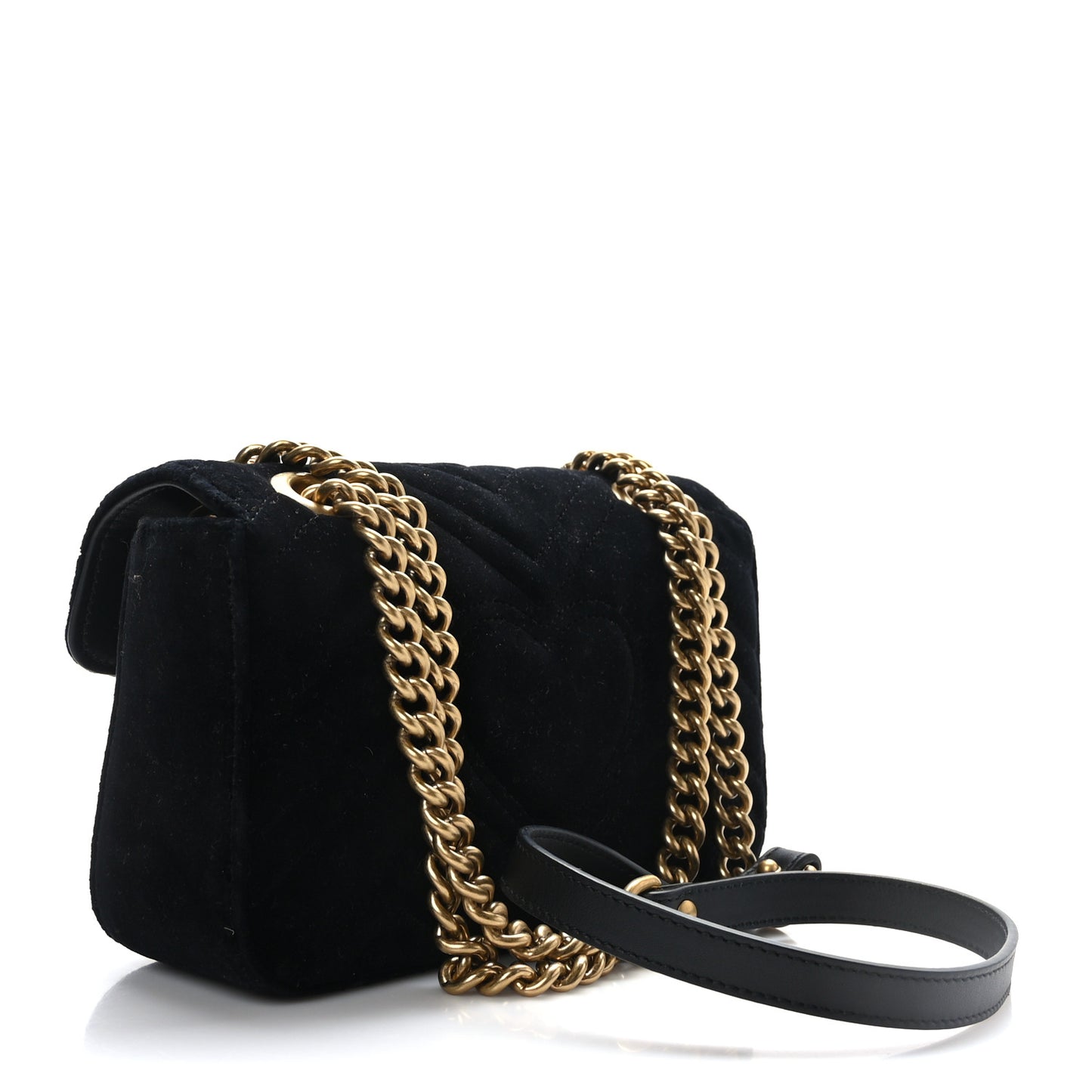 Velvet Matelasse Mini GG Marmont Shoulder Bag Black