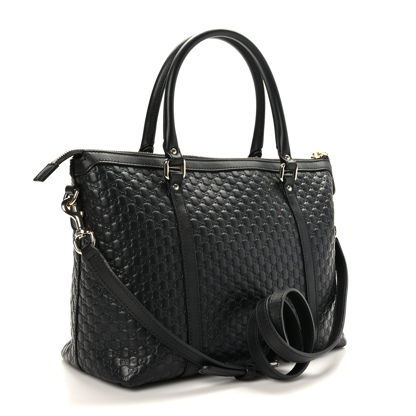 Soft Microguccissima Small Zippered Satchel Black