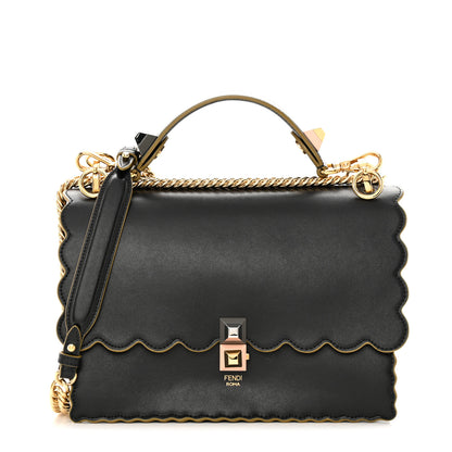 Fendi Vitello Liberty Scalloped Studded Kan I Shoulder Bag Black 1 of 21