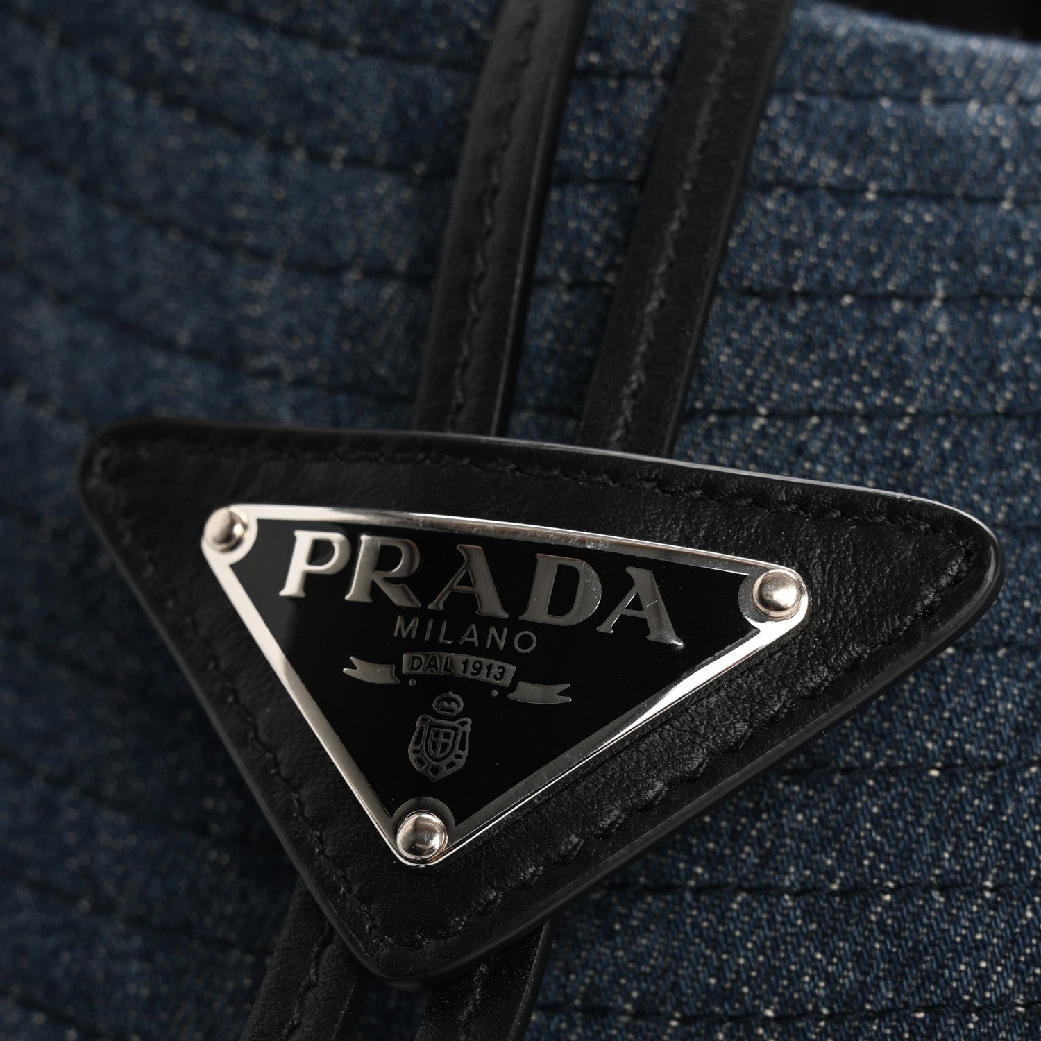 Prada Denim Triangle Wide Brim Drill Hat M Blue 1690643 – FASHIONPHILE