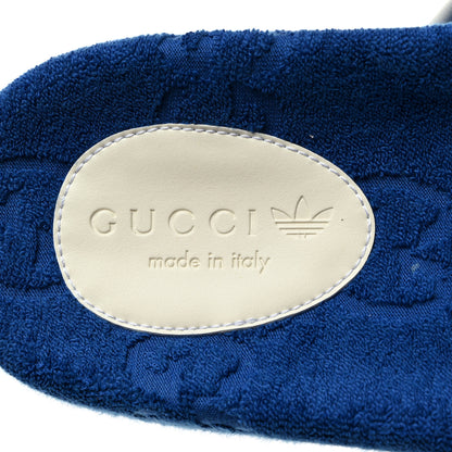 Gucci X ADIDAS Terry Cloth Trefoil GG Monogram Mens Platform Sandals 10 Oriental Blue Mystic White 6 of 7
