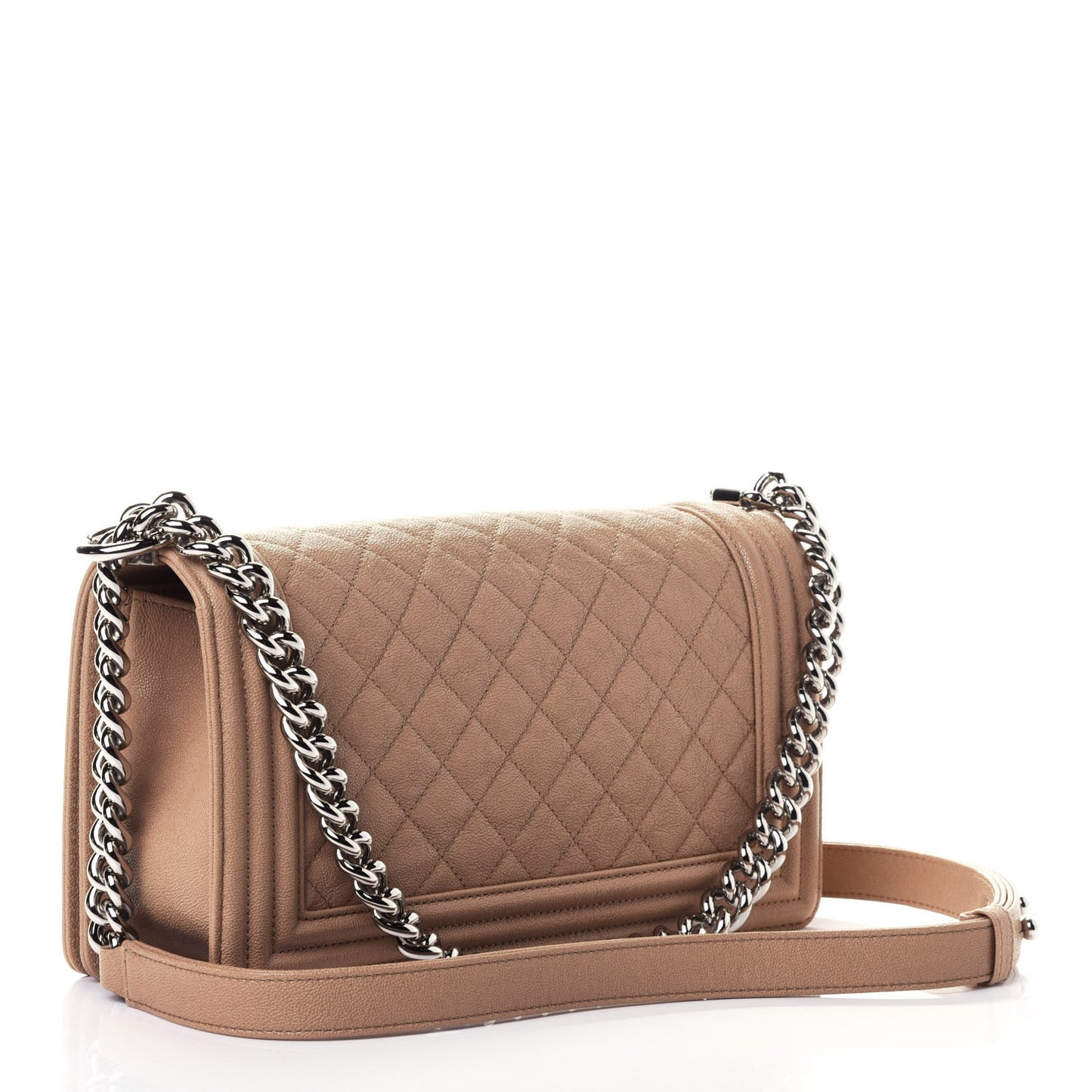 Caviar Quilted Medium Boy Flap Beige