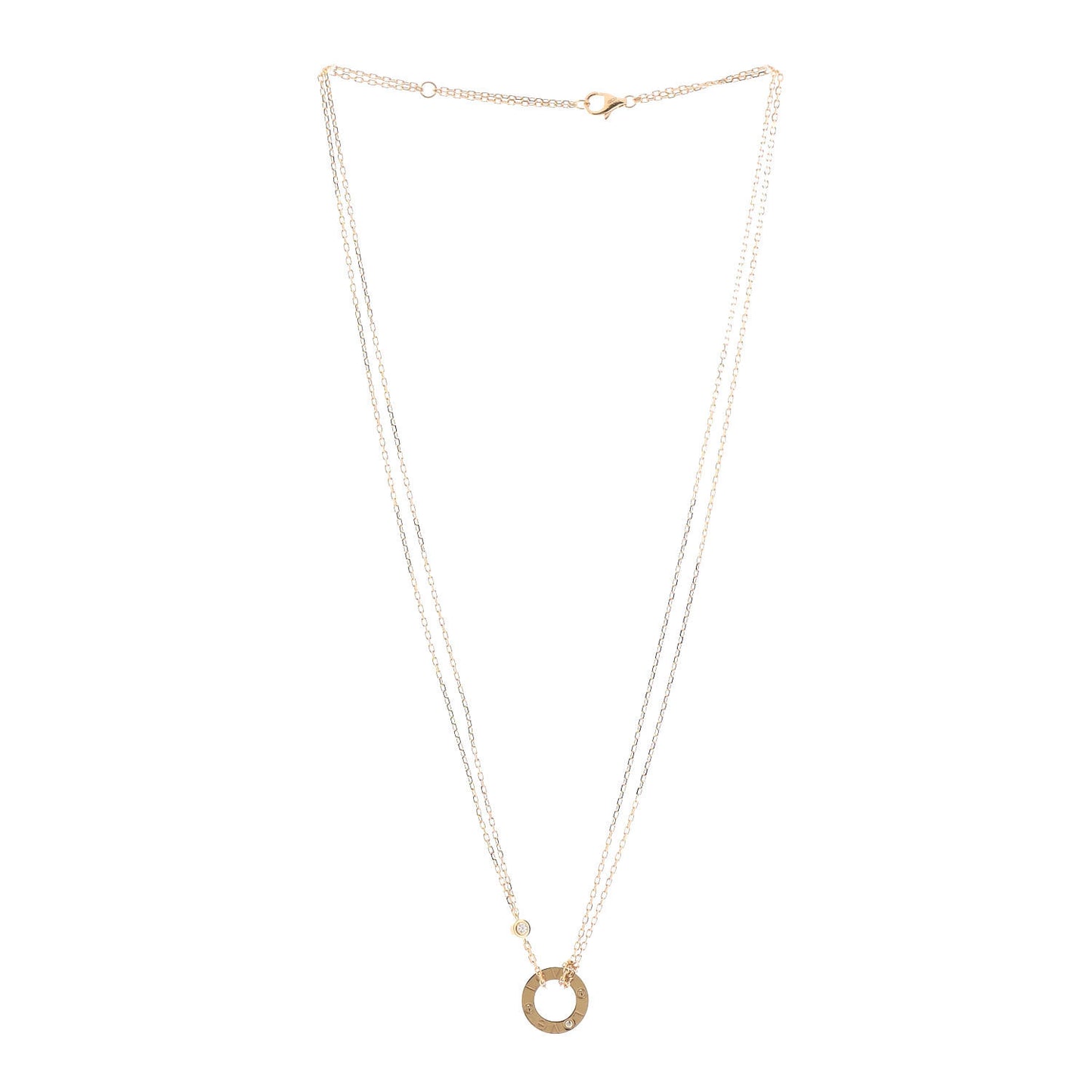 18K Yellow Gold 2 Diamond LOVE Necklace