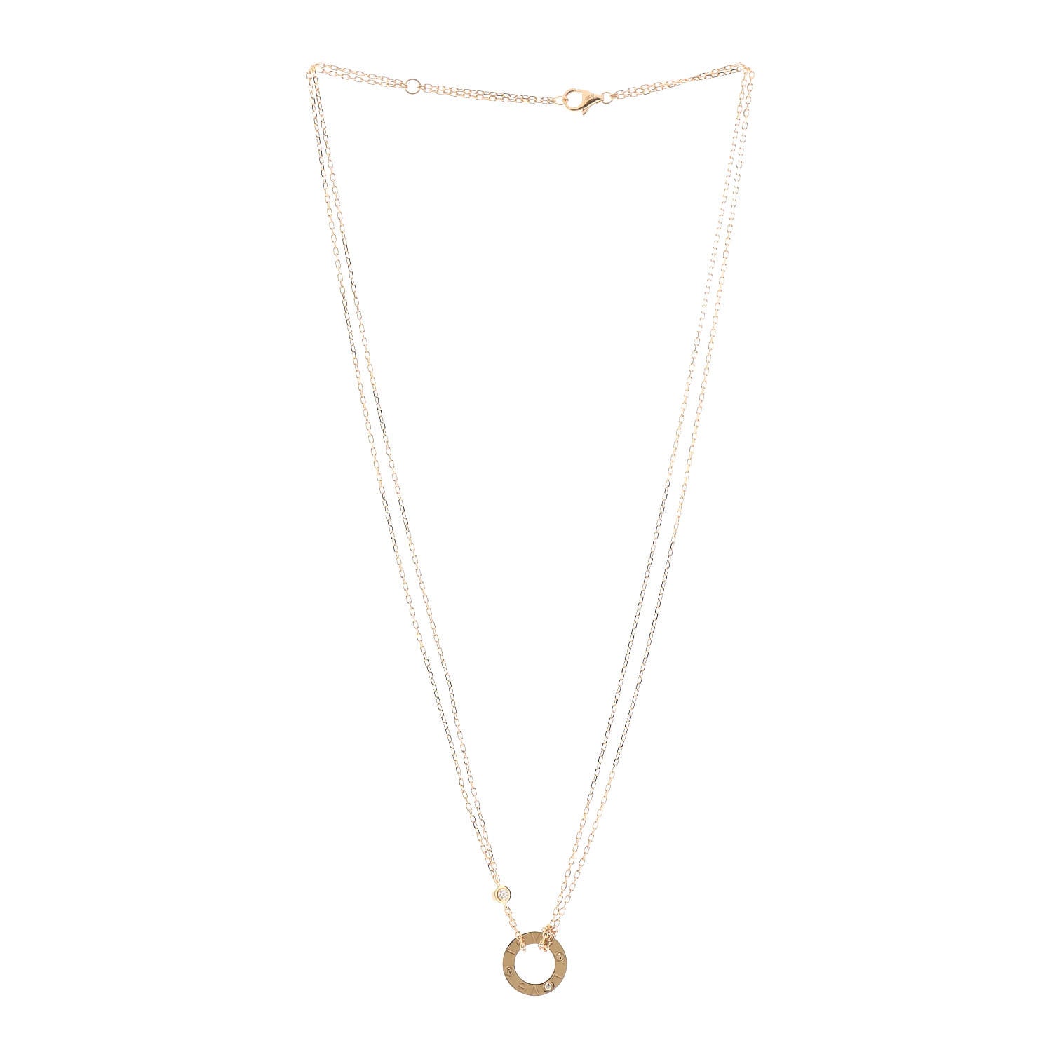 Cartier 18K Yellow Gold 2 Diamond LOVE Necklace 3 of 6