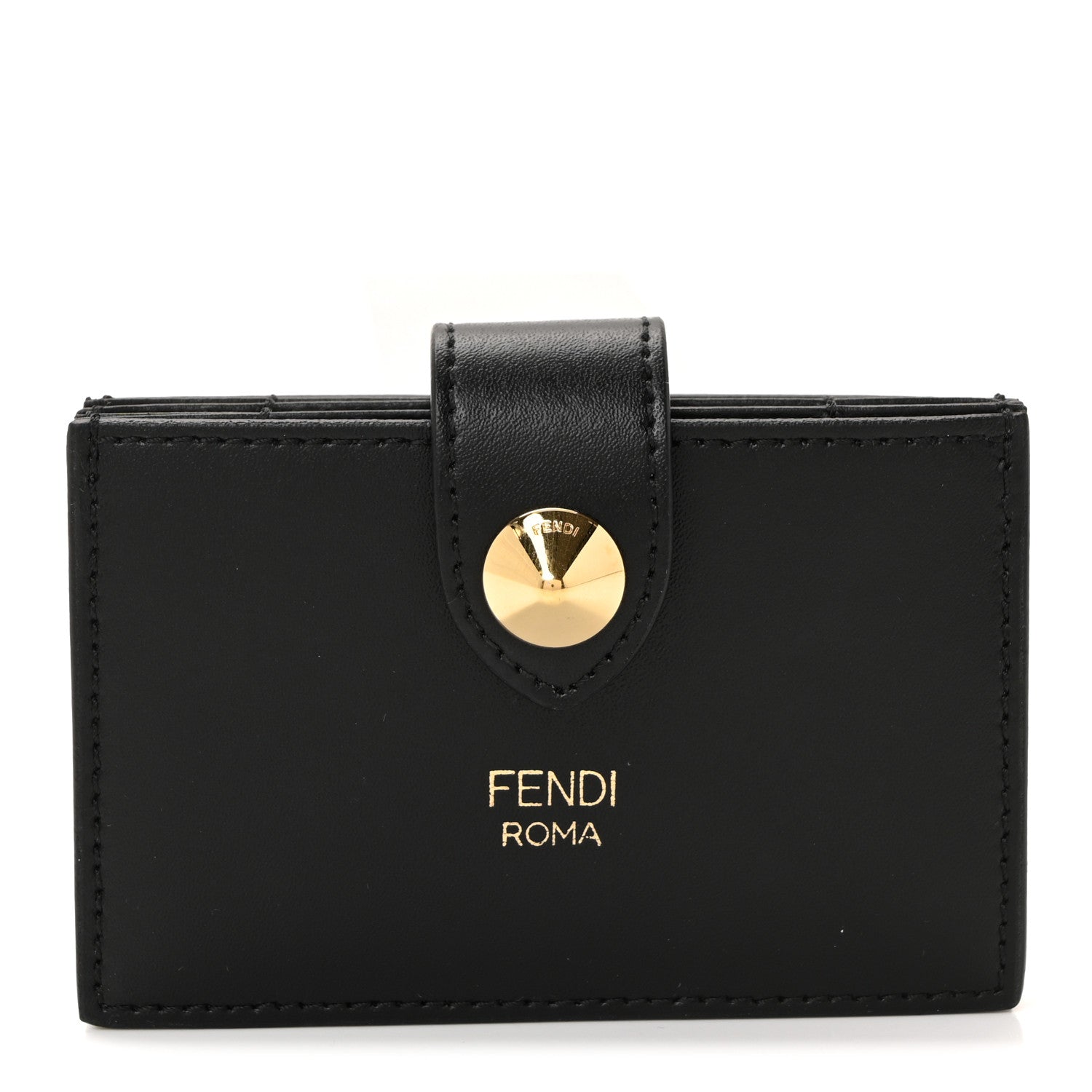 Fendi Vitello Liberty Gusseted Card Holder Black 1 of 16