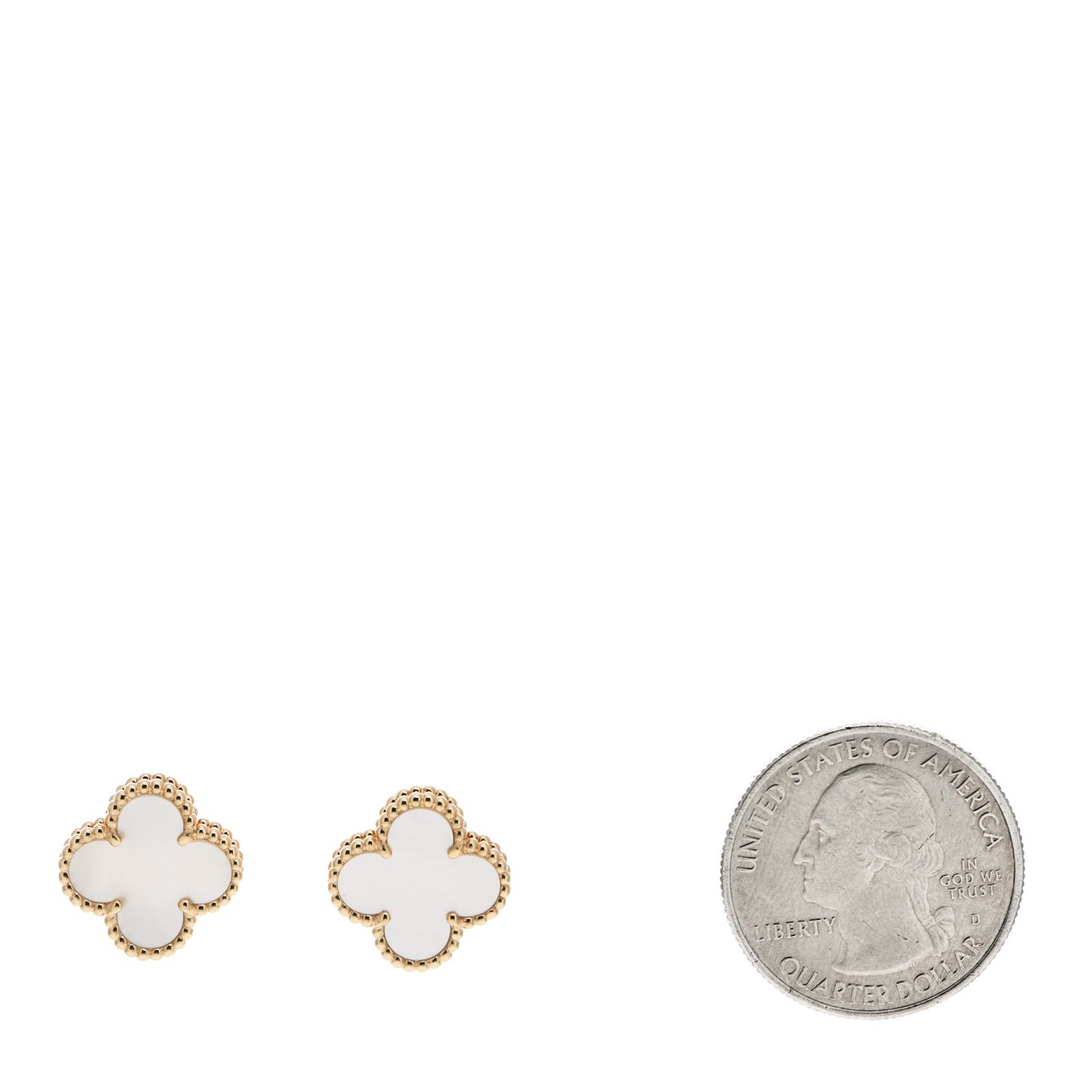 18K Yellow Gold Mother of Pearl Vintage Alhambra Earrings