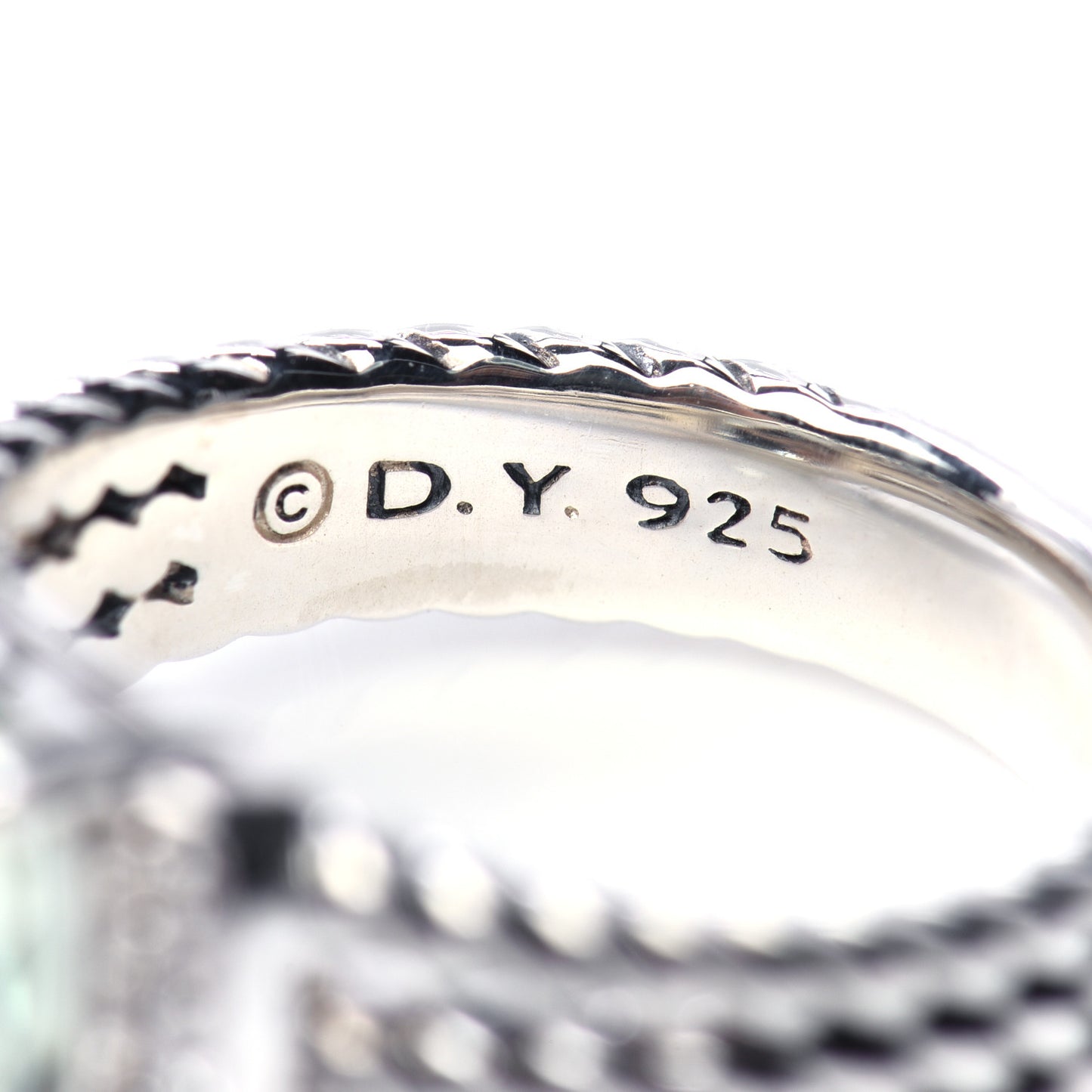 Sterling Silver Diamond Prasiolite 10mm Petite Wheaton Ring 50 5.5