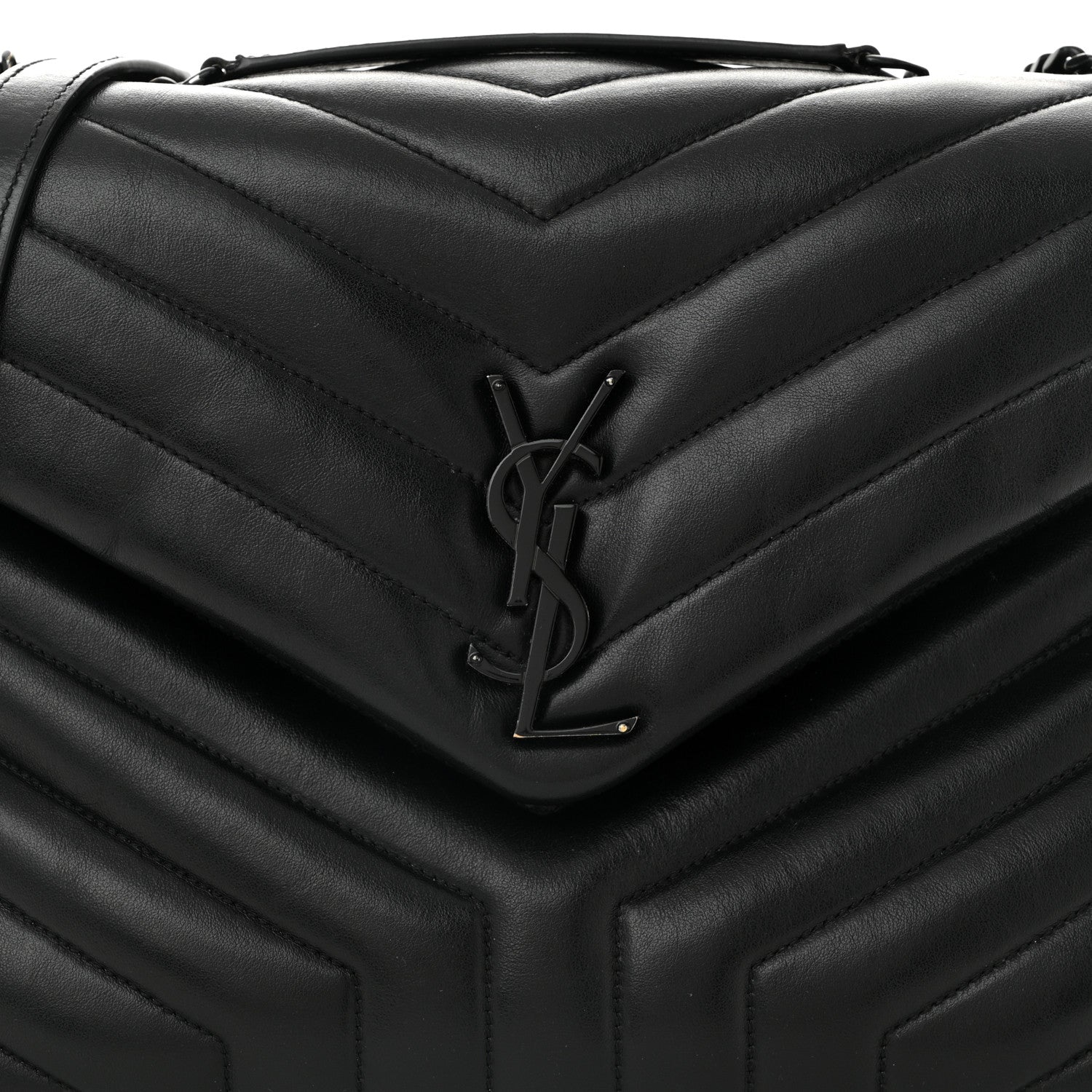 Saint Laurent Calfskin Y Quilted Monogram Monochrome Medium Loulou Chain Satchel Black 8 of 10