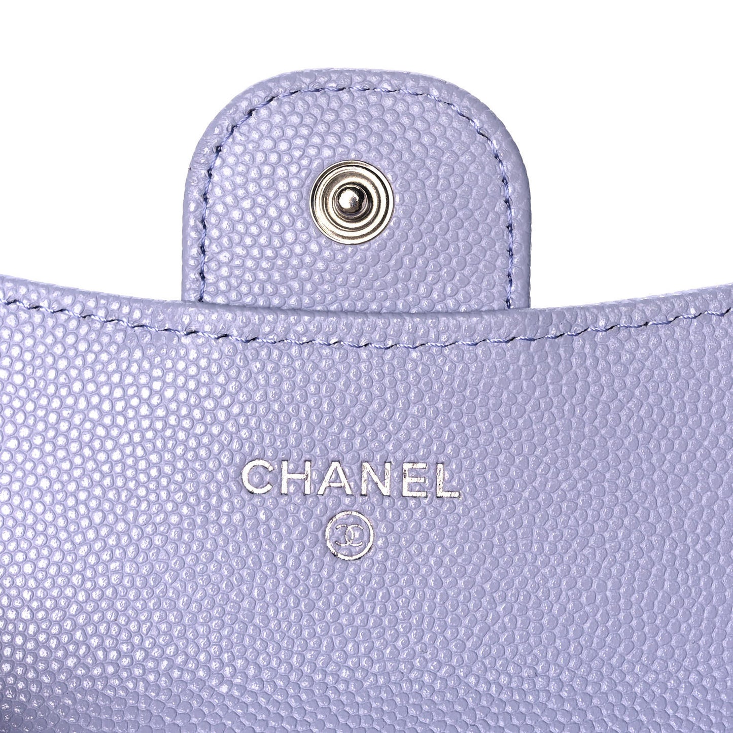 Caviar Quilted Flap Card Holder Wallet Light Purple