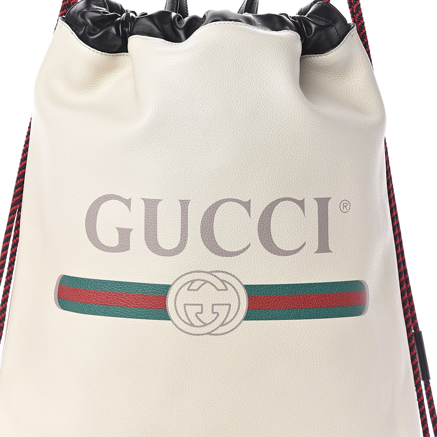 Gucci Calfskin Logo Drawstring Backpack Mystic White 9 of 11