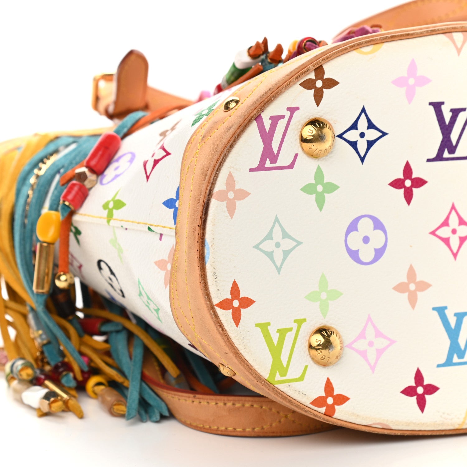 Louis Vuitton Monogram Multicolor Fringe Bucket White 5 of 9