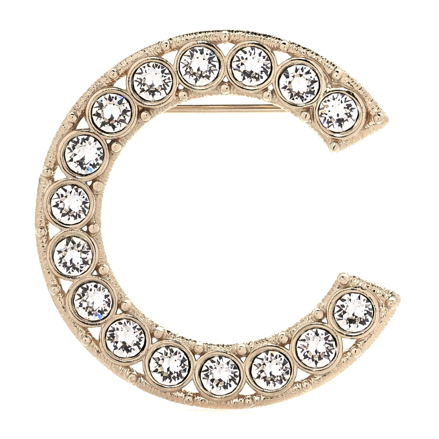 Crystal Cha-Nel Logo Brooch Set Gold