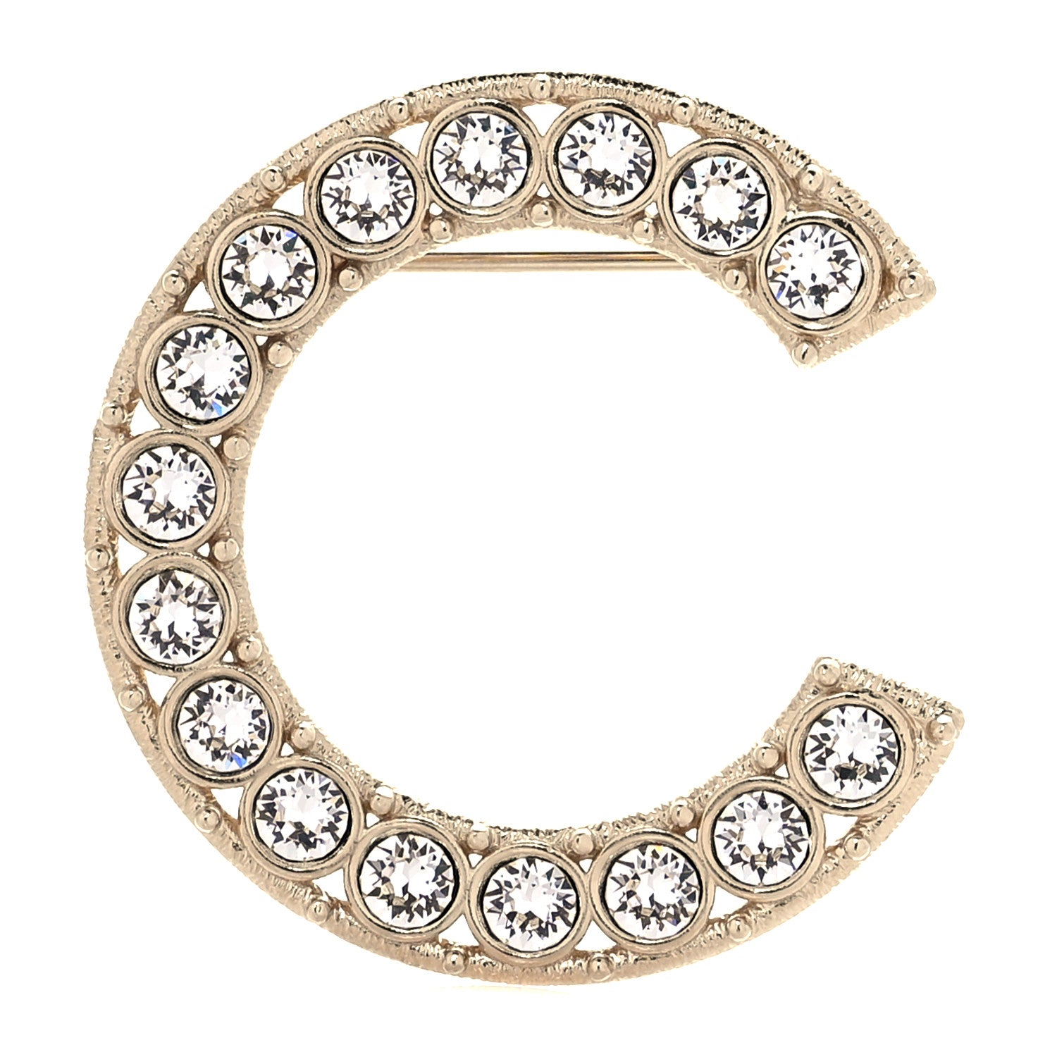 Chanel Crystal Cha-Nel Logo Brooch Set Gold 3 of 9