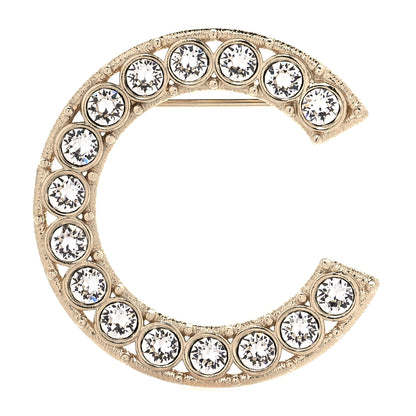 Chanel Crystal Cha-Nel Logo Brooch Set Gold 3 of 9