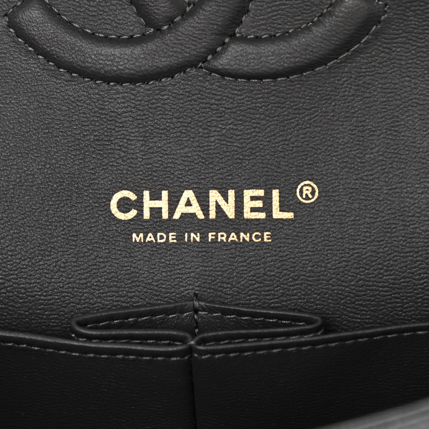 Caviar Quilted Medium Double Flap Dark Grey