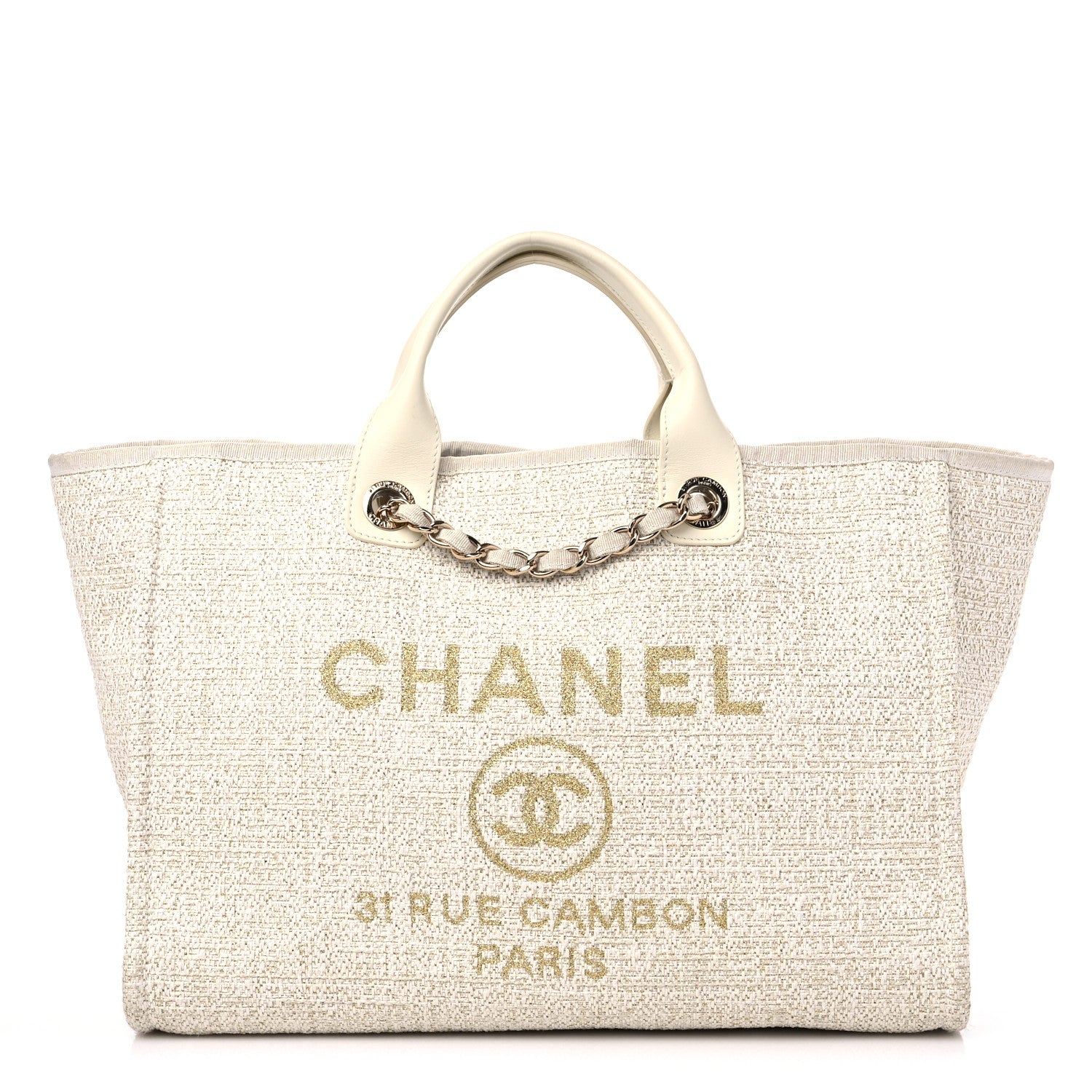 Chanel Mixed Fibers Calfskin Medium Deauville Tote Light Beige 1 of 17