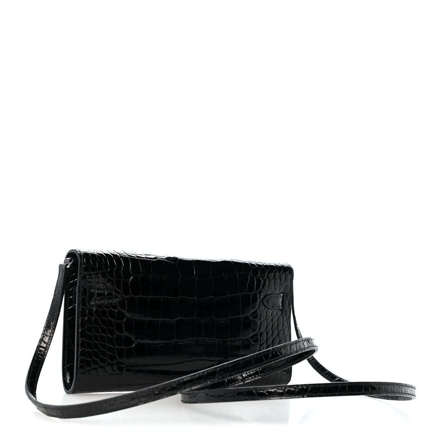 Shiny Alligator Kelly Wallet To Go Black