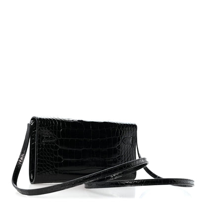 Hermes Shiny Alligator Kelly Wallet To Go Black 2 of 10