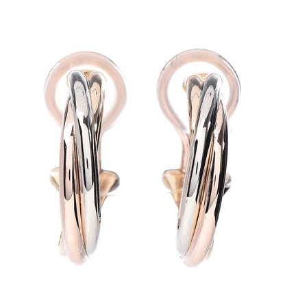 Cartier 18K Pink Yellow White Gold Small Trinity Clip-On Hoop Earrings 1 of 4