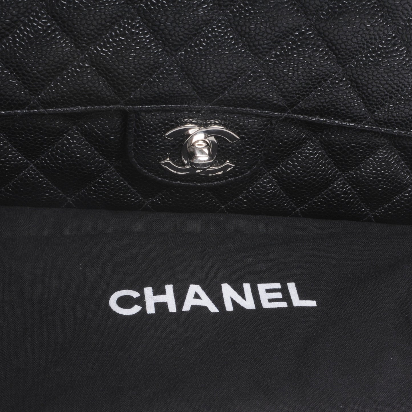 Caviar Quilted Medium Double Flap Black