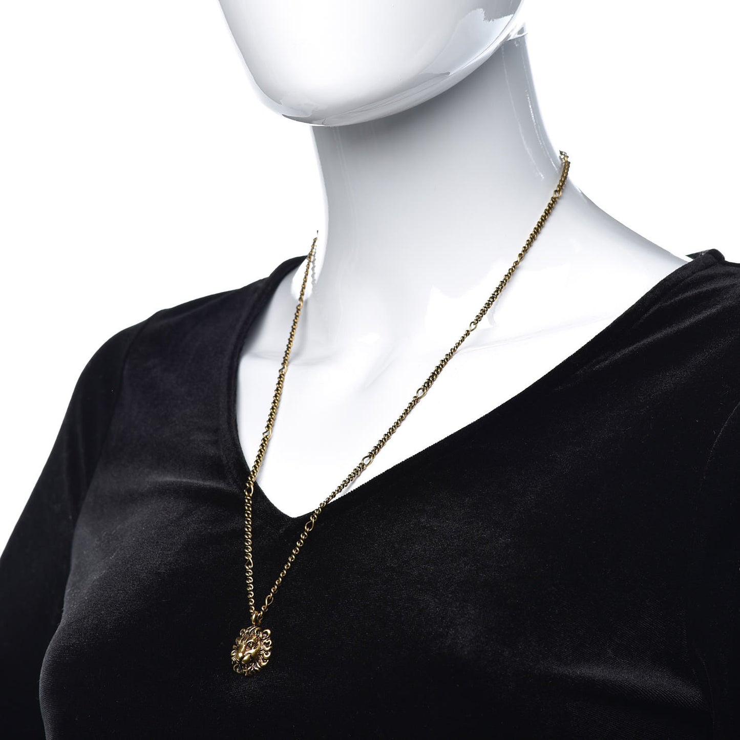 Metal Lion Head Necklace Gold