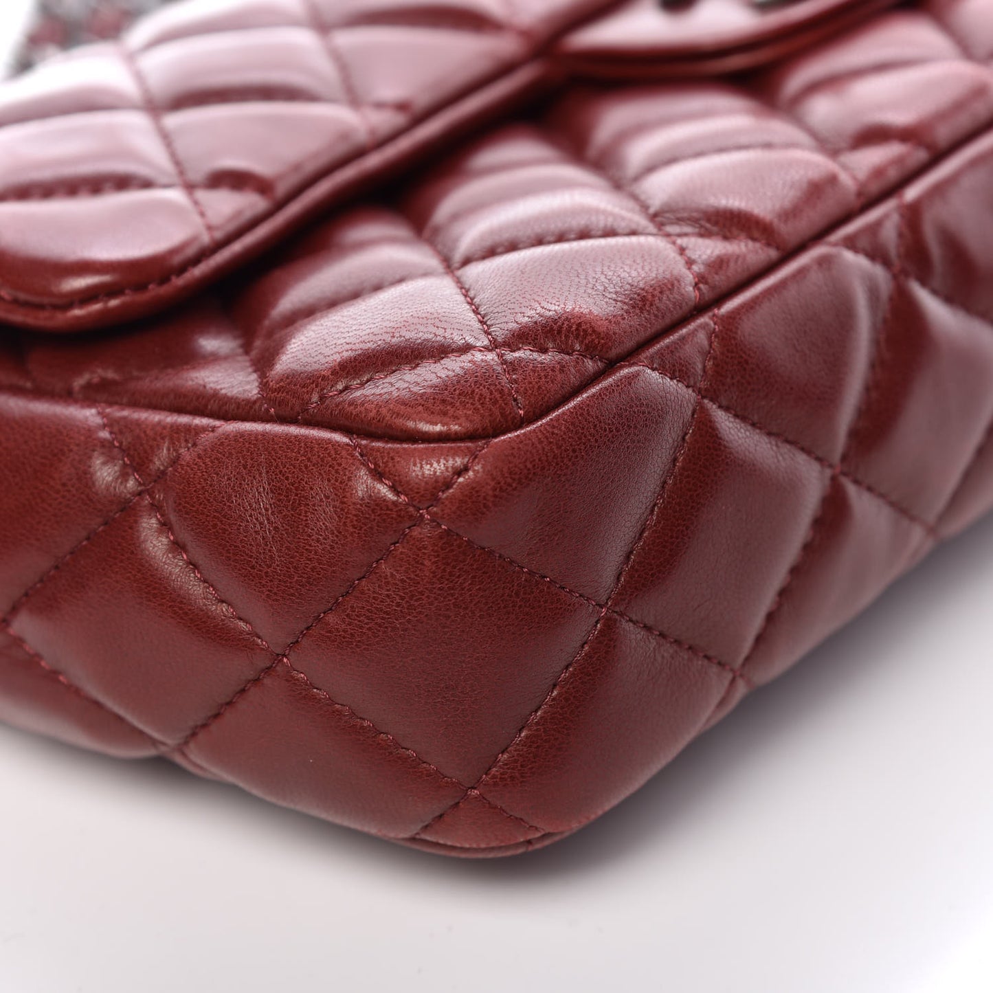 Lambskin Quilted East West Flap Dark Red