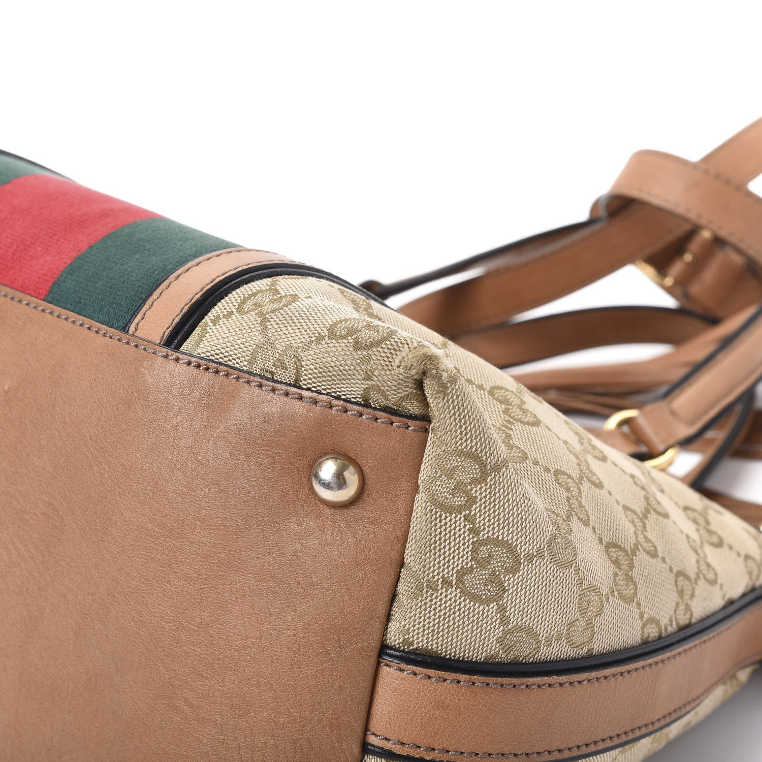 Gucci Monogram Web Rania Top Handle Bag Natural 8 of 16