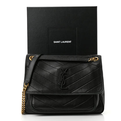 Saint Laurent Lambskin Matelasse Monogram Medium Niki Chain Satchel Black 12 of 12