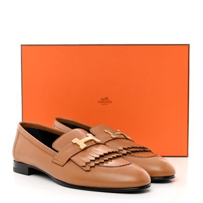 Hermes Goatskin Womens Royal Loafers 38.5 Naturel 9 of 9