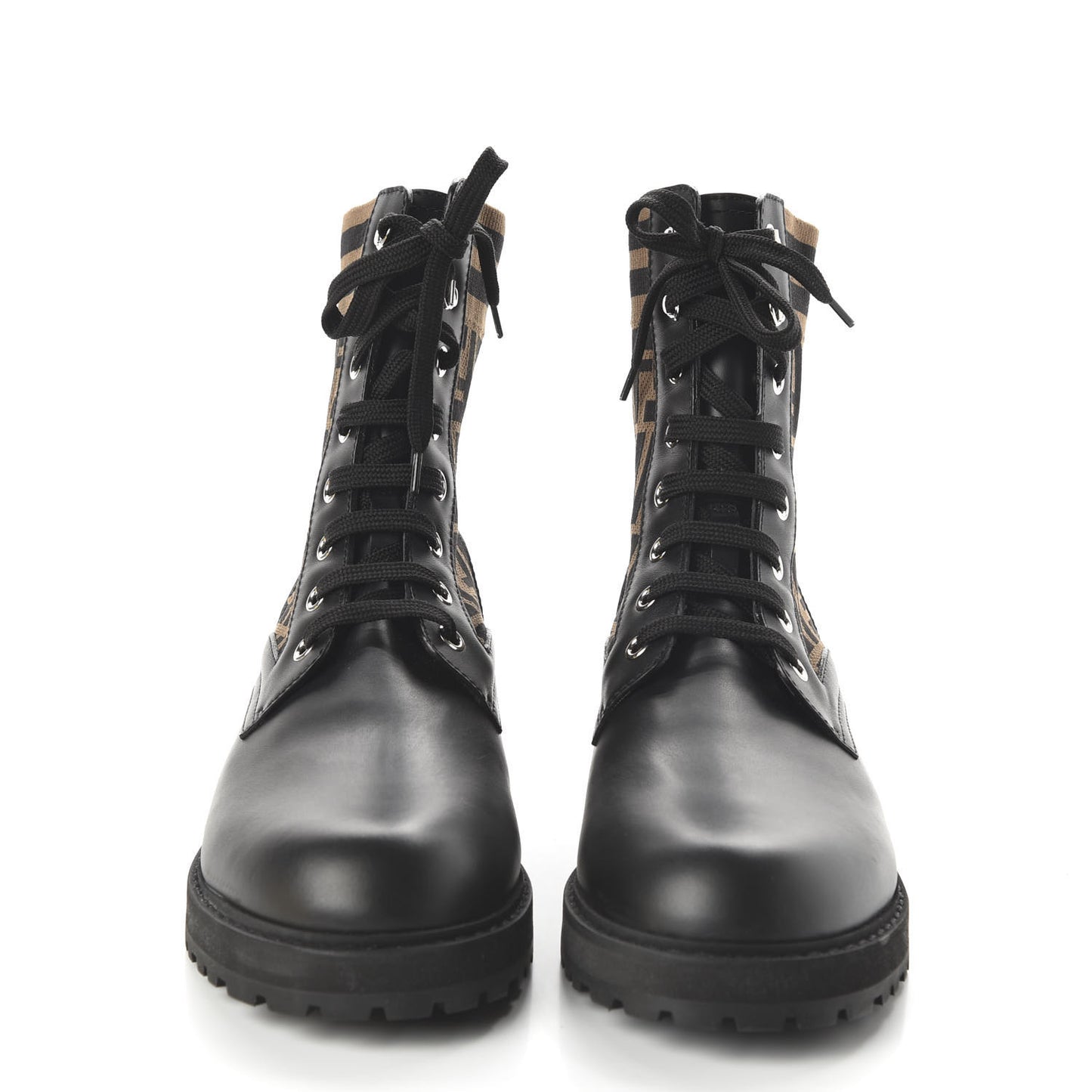 Vitello Jersey Fabric FF Mens Biker Boots 9 Black Tobacco