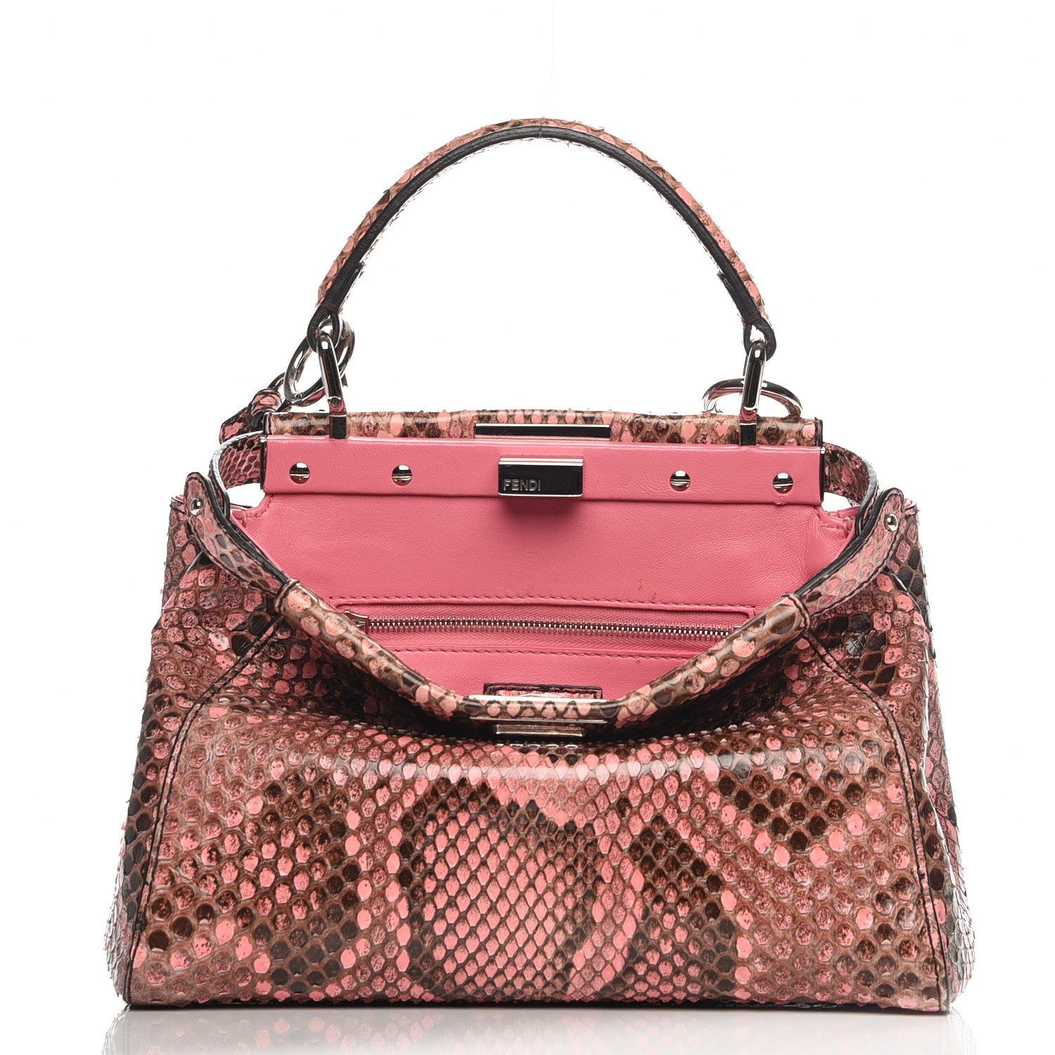 Fendi Snakeskin Shiny Nappa Mini Peekaboo Iconic Satchel Lollypop 1 of 9