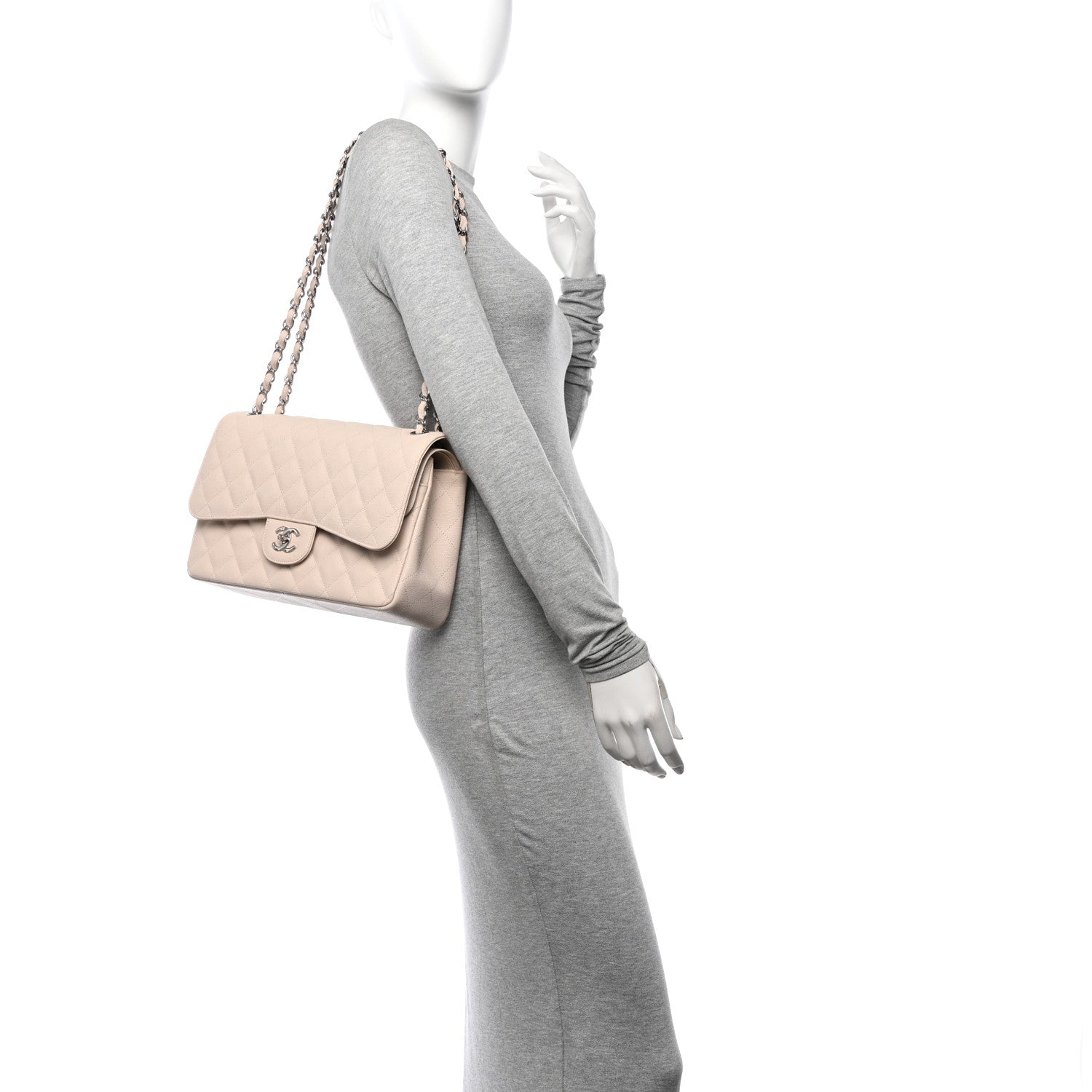 Chanel Caviar Quilted Jumbo Double Flap Ivory 2 of 12