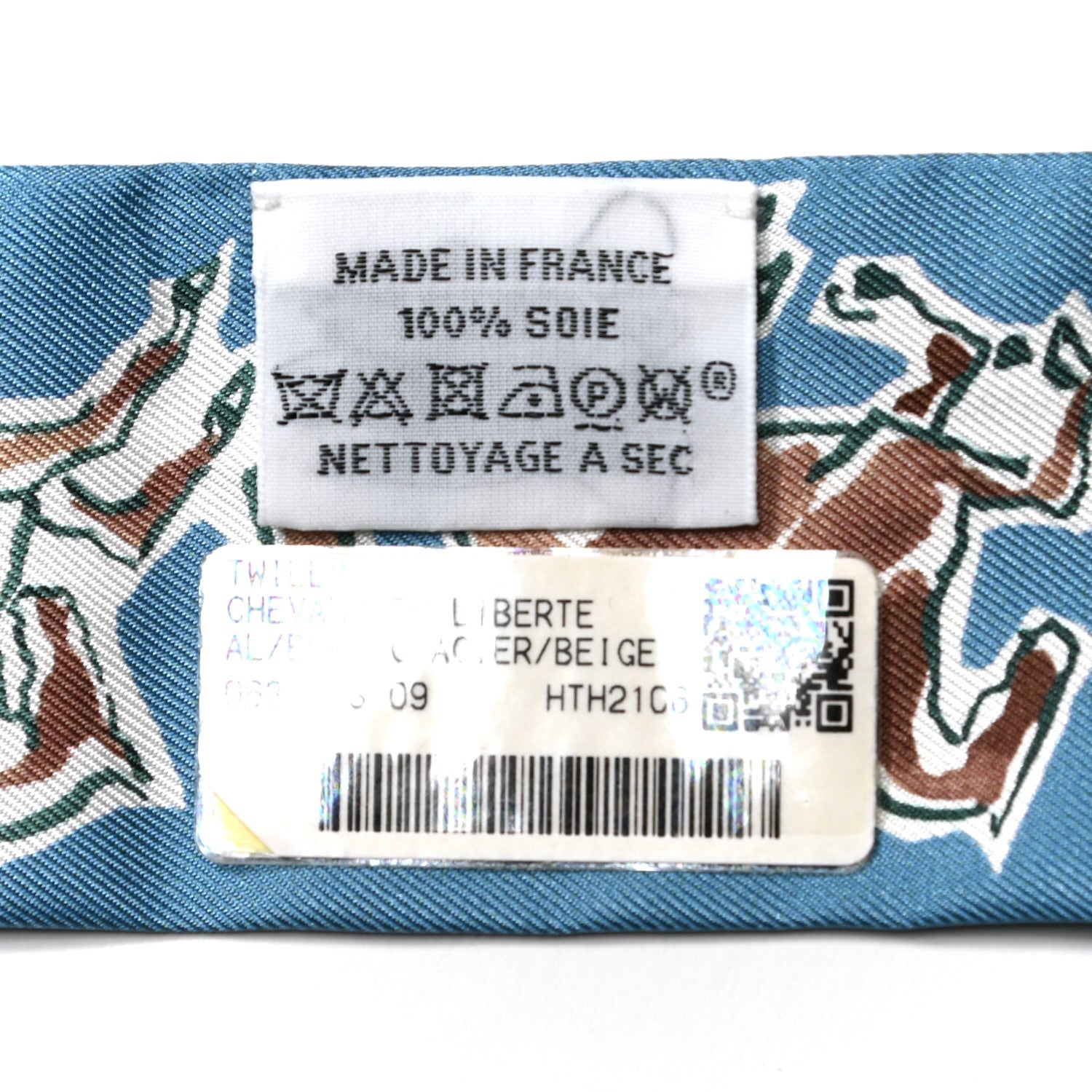 Hermes Silk Chevaux En Liberte Twilly Bleu Glacier Beige 4 of 5