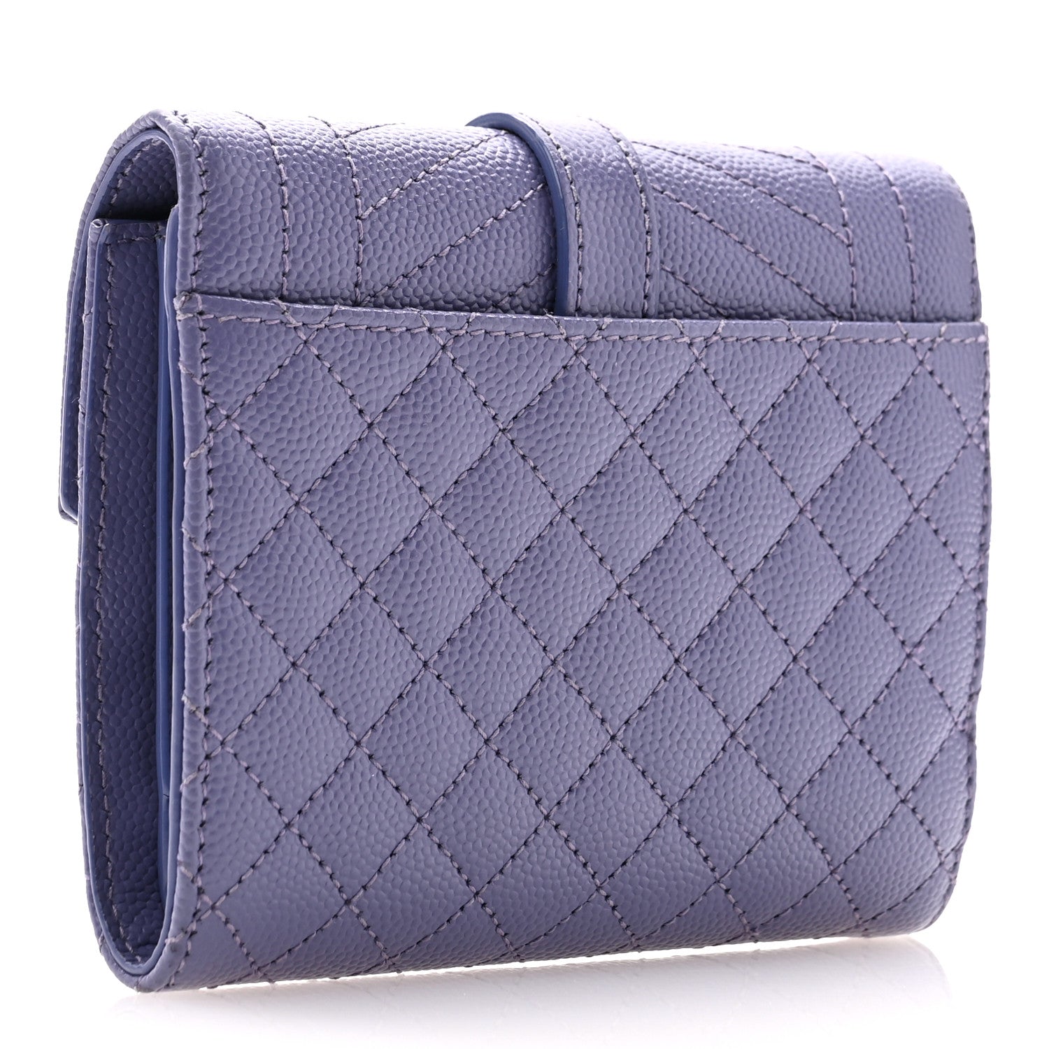 Saint Laurent Grain De Poudre Mixed Matelasse Triquilt Monogram Compact Tri Fold Wallet Dark Wisteria 3 of 9