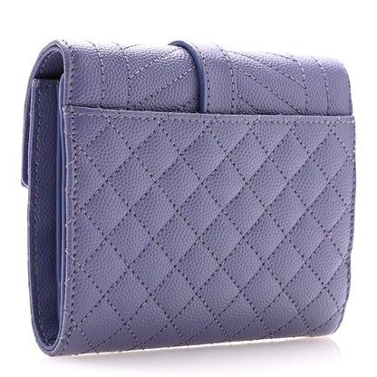 Saint Laurent Grain De Poudre Mixed Matelasse Triquilt Monogram Compact Tri Fold Wallet Dark Wisteria 3 of 9