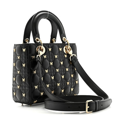 Christian Dior Lambskin Cannage Butterfly Studs Small Lady Dior Black 3 of 10